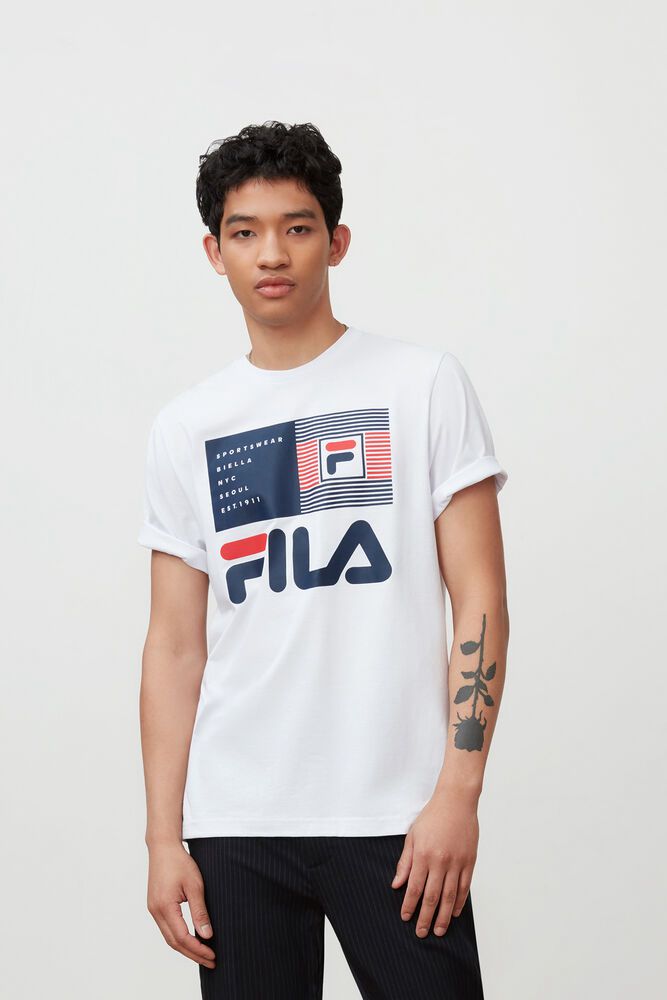 Fila T-Shirt Herre Hvide Celso Graphic QNV-591362